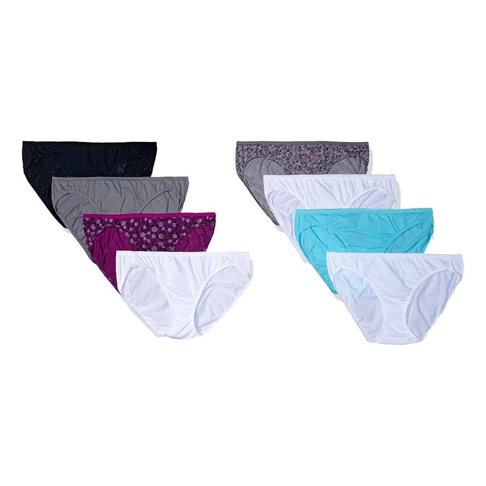 Hanes Women's 6pk No Ride up Cotton Bikini Size 9 - Picture 7 of 10